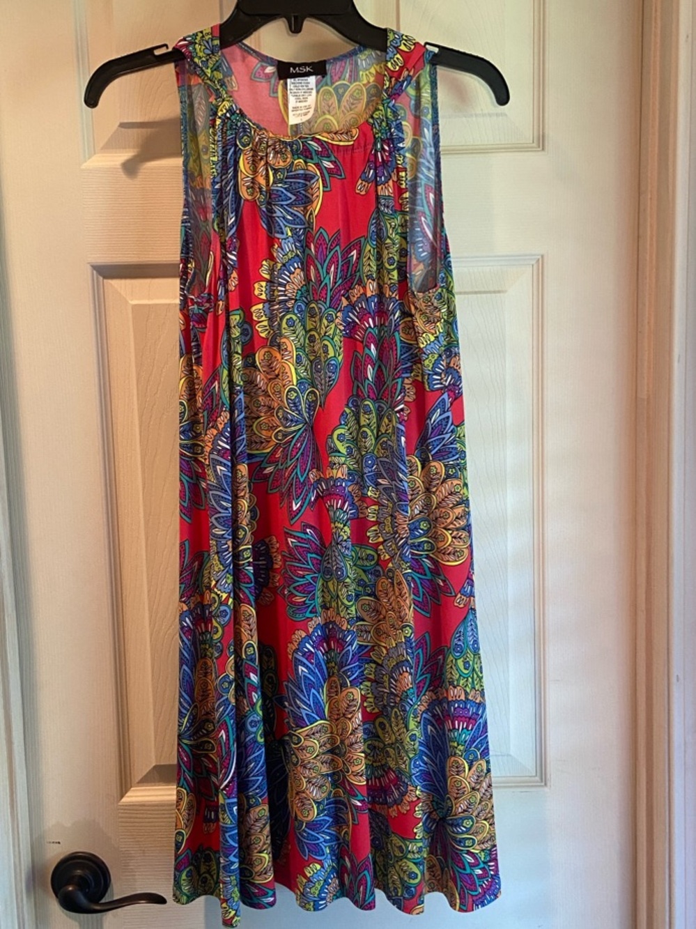 MSK Red Floral Paisley Midi Dress